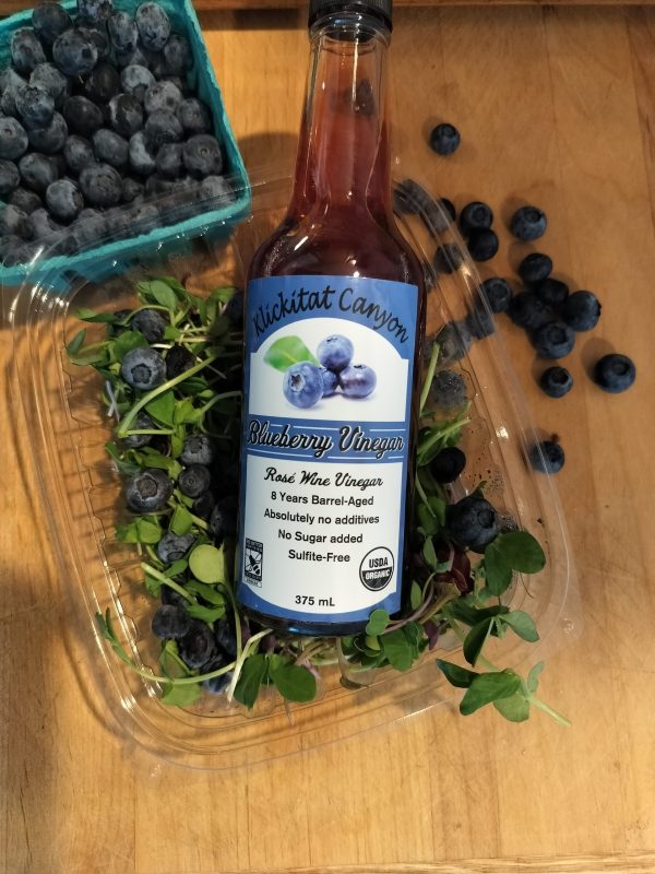 Organic Blueberry Vinegar with fruit salad ingredients